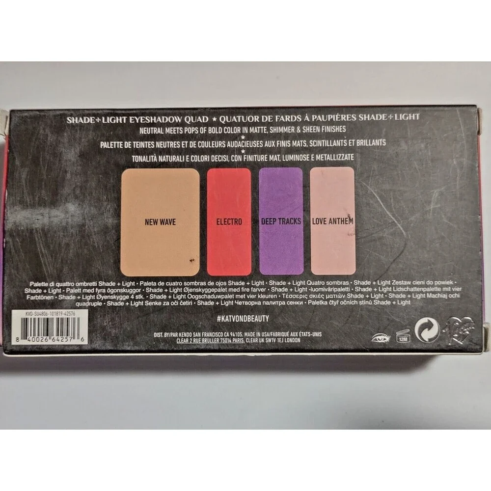 KVD Vegan Beauty Shade + Light NEUPOP Kitten Mini Eye Shadow Quad BNIB Travel Sz